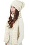 Women's Winter Knitted Scarf and Hat Set Thicken Skullcaps-white A7N8