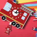 Fire Truck Wall Clock With Pendulum Silent Movement Funny Hanging Watch For