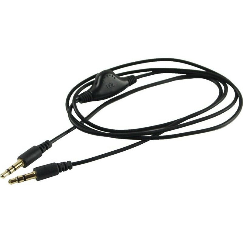 2Pcs 3.5mm M/M Stereo Headphone Audio Extension Cable Cord With Volume Cont T6F5