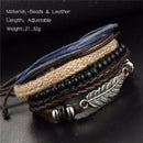 Angel Wings Feather Bracelets Alloy Multilayer Rope Leather Beads Bangle Jewe Hn