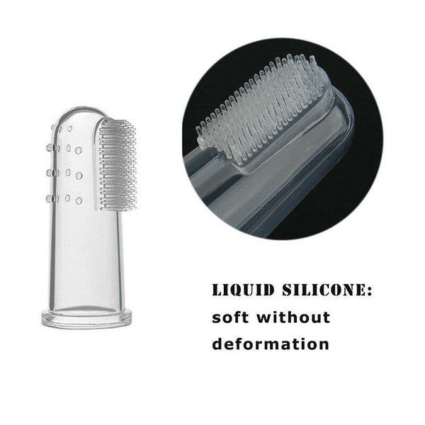 8Pcs Pet Cat Dog Finger Tooth Teeth Brush Dental Care Cleaning Silicone Brushes