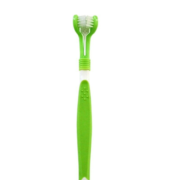 Dog Toothbrush Puppy Teeth Brush Three Head Tartar Oral Care Tool Q7K5
