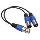3 Pins XLR Female to 2 XLR Male Jack Y Cable Connecting Wire, Blue Black