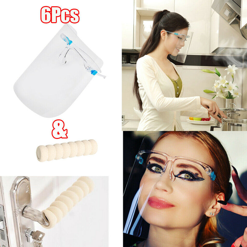 Safety Face Shield Reusable Goggles Face Visor Transparent 6Pcs