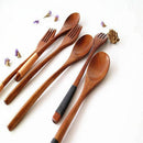 Wooden 8.9-inch Spoons and Forks for Desserts Chips Snacks Cereal Salad Fru