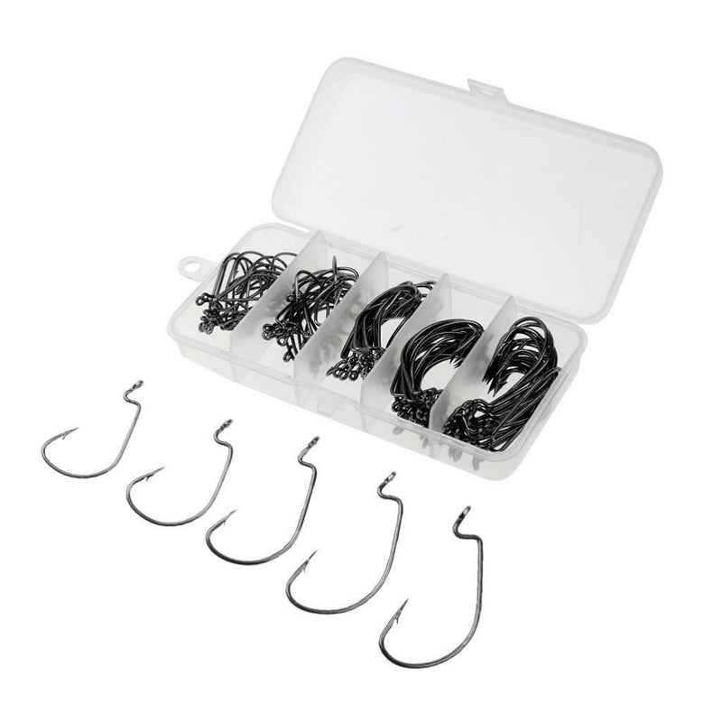 100 Pieces Fishing Hooks Wide Belly Crank Hooks Hooks Set Fishing Tackle
