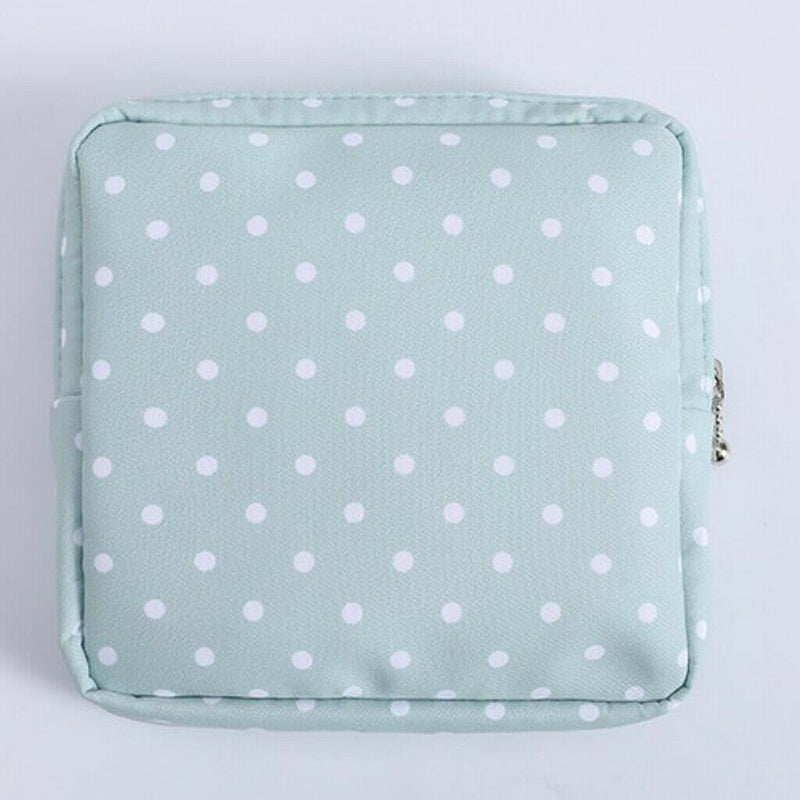 Portable Cotton Sanitary Bag Pouch Tampons Makeup Storage for Girls Green