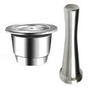 Reusable Stainless Steel Refillable Coffee Capsule+Tamper for Nespresso (B) A