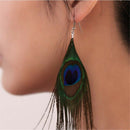 Fashion Women's Assorted Color Peacock Natural Feather Earrings Drop Earrings LJ