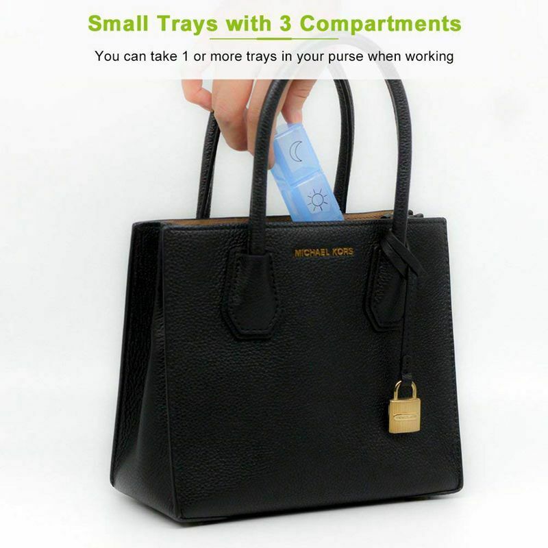 Weekly Pill Organizer(3-Times-A-Day), 7 Day Pill Box, Portable Travel Presc E2P3