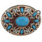 Retro Belt Buckle Western Fashion Turquoise Buckle with Gorgeous Bohe Beads
