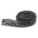 Crystal Rhinestone Ribbon Wedding Appliques W/ Faux Stone Black 1 Meter 20mm