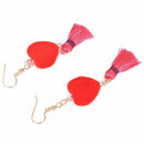Simple Temperament Girl Heart Ball Velvet Tassel Earrings Long Stud EarringsF8J2
