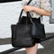 4pcs/set Litchi Leather Tassel Women Tote Shoulder Handbag Card Bags (Black
