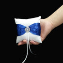 White Satin Bowknot Wedding Party Pocket Ring Pillow Cushion
