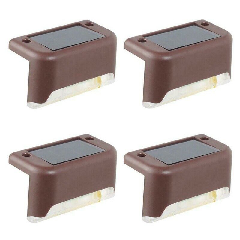 4Pcs Solar Powered LED Deck Lights Outdoor Path Garden Stairs Step Fence LamC4P1