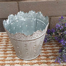 Small Tabletop Tin Metal Flower Vase Planter Home Room Window Box Trough Pot