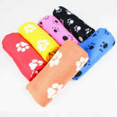 Lovely Pets Mat Soft Warm Fleece Paw Print Design Pet Puppy Dog Cat Mat Bla T5S2