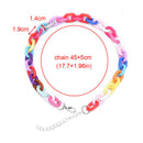 Boho Rainbow Acrylic Link Chain Necklace Bohemian Choker Necklace Jewelry G Gw