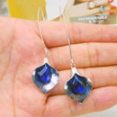 Flower Crystal Long Drop Earrings Creative Metal Ear Hook for Women Jewelry