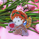 4pcs DIY Full Drill Diamond Paintng Special Shape Girl Angle Style Keychain