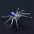 Dazzling Spider Clip Pin Brooch with Rhinestone Blue