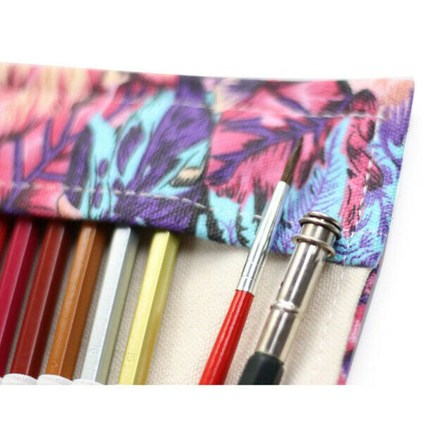 Multipurpose 72 Slots Travel Drawing Coloring Pencil Roll Organizer For Art Y8Q3
