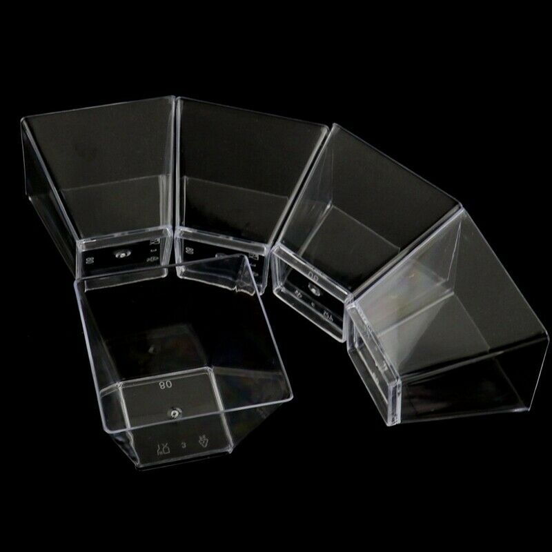 50Pcs Mini Small Plastic Square Dessert Cup Sauce Starter Party Tableware D G9A3