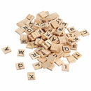 100x Wooden Alphabet Tiles Black Letters & Numbers For Scrabble Kid Child E