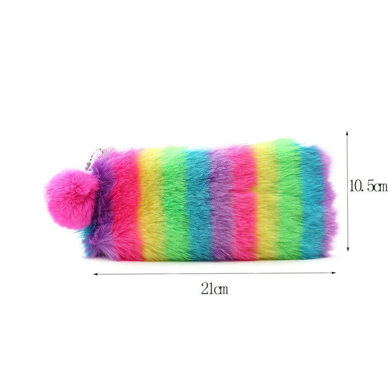 1 Pc Cute Plush School Pencil Case Rainbow Pencilcase For Girls Large Big P W1Z9