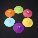 6pcs/set Silicone Heat Resistant Sealed Cup Lid Rhinestone Non-slip Mug Cap