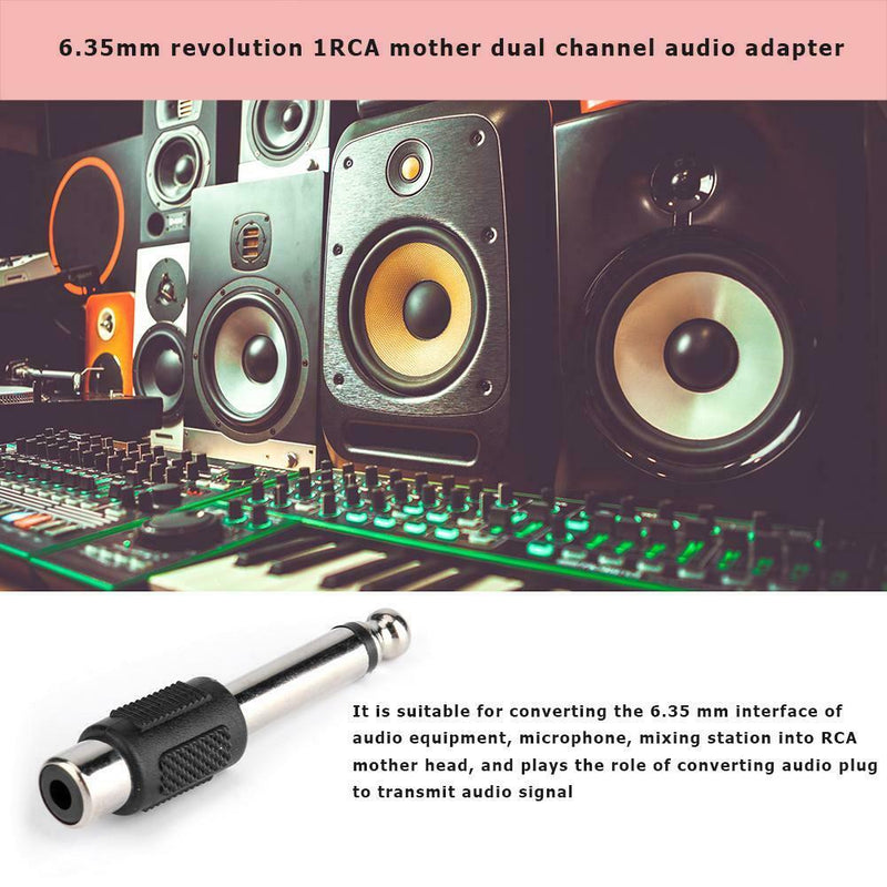 2pcs 6.5mm to RCA Male to Female Jack Plug Audio Video Converters Adapters