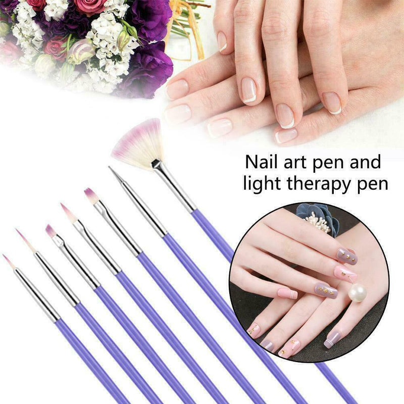 7pcs/set Acrylic Nail Art UV Gel Carving Pen Brush Powder Liquid V0A5