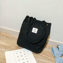 Women Canvas Handbag Solid Color Shoulder Shopping Bag Travel Tote (Black)