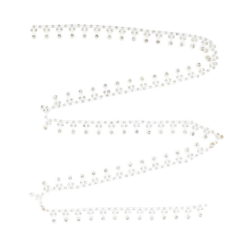1 Yard White Diamante Trim Crystal Rhinestone Applique Chain Sew On Trimming