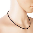 2pcs 3mm Cord in Rubber Black Necklace with Clasp in Steel Stainless 20/25"