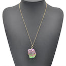 Natural Rainbow Stone Crystal Chakra Rocks Chain Quartz Pendant Necklace Jewelry