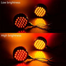 2X Red/Amber 48 Led Truck Stop Turn Tail Stud Double Face Lights With Chrom