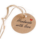 100Pcs Handmade with Love Labels Hang Tags Blank Kraft Paper with 20m Str hwTEUS