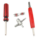 4pcs Schrader Valve Cores with Dual Single Head Removers+4-Way Valve Tool A