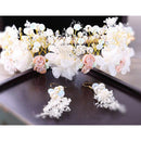 Bridal Hair Rhinestone Wedding Anniversary Prom Flower Jewelry With Earring