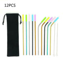 Steel Drink - Straw Bend Straight Stainless Tea Straw 12PCS Juice Tube Milk HX1Y