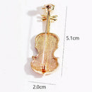 Fashion Violin Brooches For Women Crystal Instruments Lapel Brooch Pins Fem L5F8