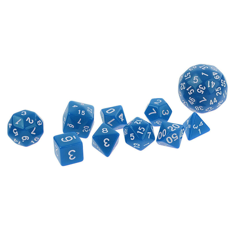 10x Multi Sided Dungeons & Dragon RPG Roleplay Game Dices Set Kids Gift Blue