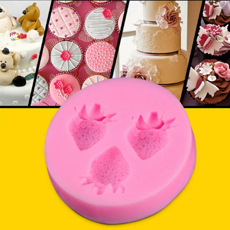 Cute Silicone Fondant Mould Cake Decorating Soap Baking Strawberry MoME