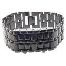 Blue LED Digital Black Lava Style Wrist Watch Iron Metal Samurai Men with B