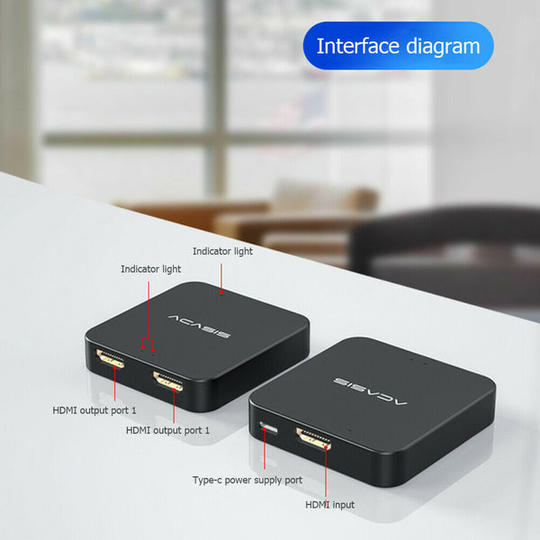 Acasis HD32 HDMI Splitter USB C Powered 1 In 2 Out 4K HDMI Splitter for TV A#S