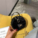 Mini Round Tote Shoulder Bag Women Leather Chain Messenger Purse (1 Black)