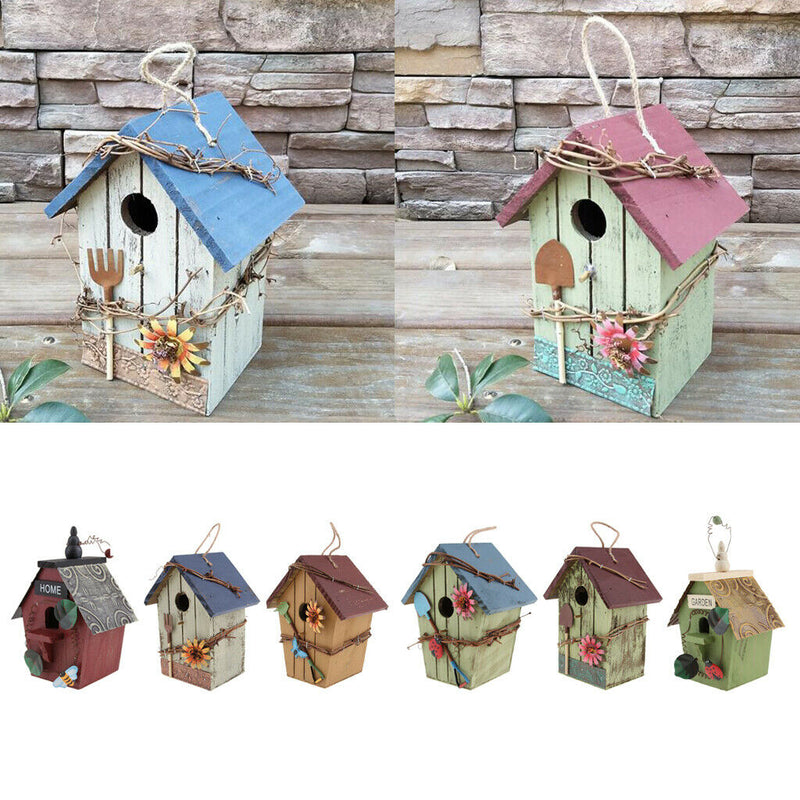 2Pcs Wooden Bird House, Birdnest, Weatherproof Country House Design for Easy