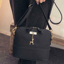Women Fashion Crossbody Bag PU Plaid Deer Pendant Shoulder Bag(Black)